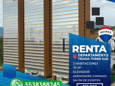 DEPARTAMENTO EN RENTA FRACCIONAMIENTO TRIADA TORRE SUR